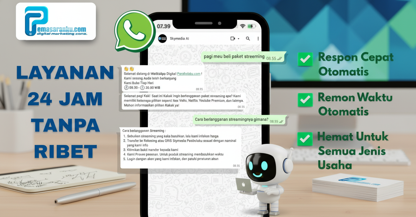Ilustrasi Chatbot WhatsApp Membalas Pesan Otomatis